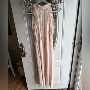 Kate spade Madison Avenue collection light pink chiffon tie neck dress